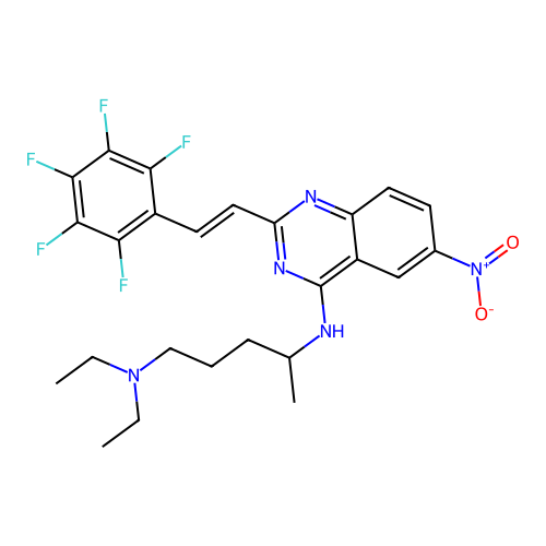 1,4-Pentanediamine, N(sup 1),N(sup 1)-diethyl-N(sup 4)-(6-nitro-2-(2-(pentafluorophenyl)ethenyl)-4-quinazolinyl)- structure