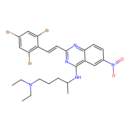 2-(2,4,6-Tribromostyryl)-4-(delta-diethylamino-alpha-methylbutylamino)-6-nitroquinazoline structure