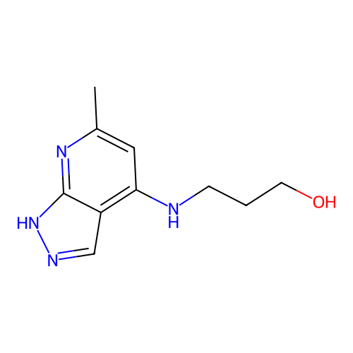 3-[(6-methyl-1H-pyrazolo[3,4-b]pyridin-4-yl)amino]propan-1-ol structure