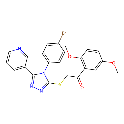 2-[[4-(4-bromophenyl)-5-pyridin-3-yl-1,2,4-triazol-3-yl]sulfanyl]-1-(2,5-dimethoxyphenyl)ethanone structure