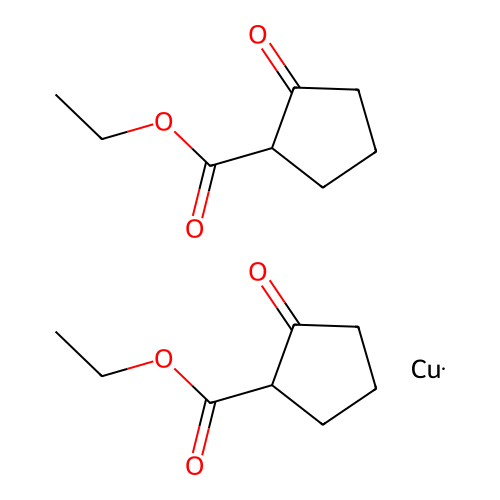 Copper;bis(ethyl 2-oxocyclopentane-1-carboxylate) structure