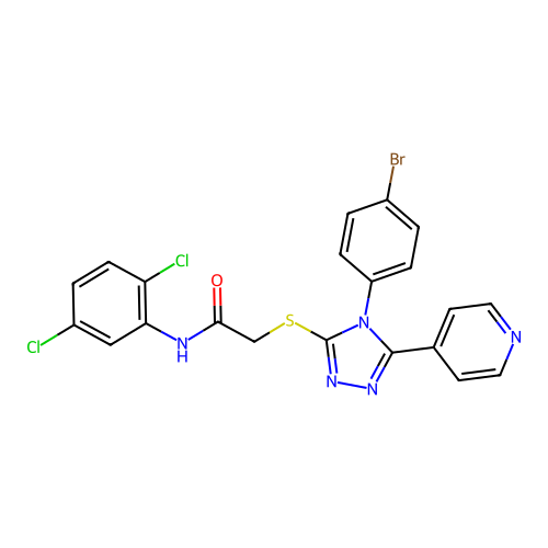 2-[[4-(4-bromophenyl)-5-pyridin-4-yl-1,2,4-triazol-3-yl]sulfanyl]-N-(2,5-dichlorophenyl)acetamide structure
