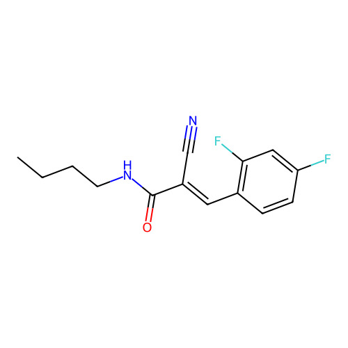 N-butyl-2-cyano-3-(2,4-difluorophenyl)prop-2-enamide structure