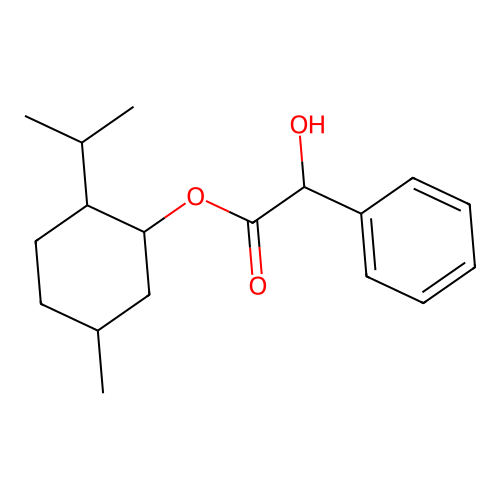 (-)-Menthyl hydroxyphenylacetate structure