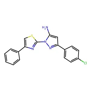 1H-Pyrazol-5-amine, 3-(4-chlorophenyl)-1-(4-phenyl-2-thiazolyl)- structure