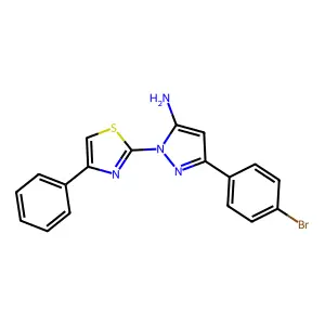 1H-Pyrazol-5-amine, 3-(4-bromophenyl)-1-(4-phenyl-2-thiazolyl)- structure