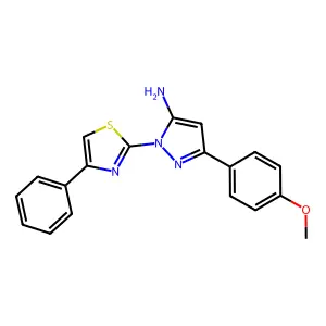 1H-Pyrazol-5-amine, 3-(4-methoxyphenyl)-1-(4-phenyl-2-thiazolyl)- structure