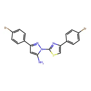 1H-Pyrazol-5-amine, 3-(4-bromophenyl)-1-(4-(4-bromophenyl)-2-thiazolyl)- structure