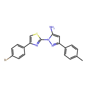 1H-Pyrazol-5-amine, 1-(4-(4-bromophenyl)-2-thiazolyl)-3-(4-methylphenyl)- structure