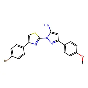 1H-Pyrazol-5-amine, 1-(4-(4-bromophenyl)-2-thiazolyl)-3-(4-methoxyphenyl)- structure