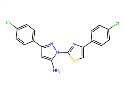 1H-Pyrazol-5-amine, 3-(4-chlorophenyl)-1-(4-(4-chlorophenyl)-2-thiazolyl)- structure