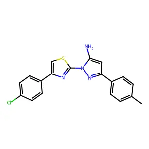 1H-Pyrazol-5-amine, 1-(4-(4-chlorophenyl)-2-thiazolyl)-3-(4-methylphenyl)- structure