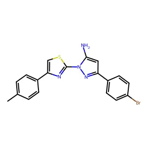 1H-Pyrazol-5-amine, 3-(4-bromophenyl)-1-(4-(4-methylphenyl)-2-thiazolyl)- structure