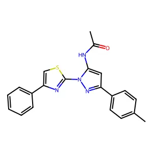 Acetamide, N-(3-(4-methylphenyl)-1-(4-phenyl-2-thiazolyl)-1H-pyrazol-5-yl)- structure
