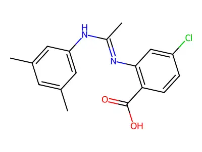 Benzoic acid, 4-chloro-2-((1-((3,5-dimethylphenyl)amino)ethylidene)amino)- structure