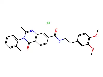 7-Quinazolinecarboxamide, 3,4-dihydro-N-(2-(3,4-dimethoxyphenyl)ethyl)-2-methyl-3-(2-methylphenyl)-4-oxo-, monohydrochloride structure