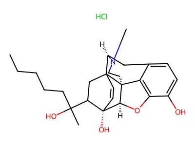 6,14-Endoetheno-7-(2-hydroxy-2-hexyl)tetrahydro-oripavine hydrochloride structure