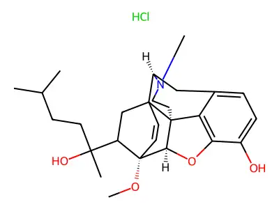 6,14-Endoetheno-7-(2-hydroxy-5-methyl-2-hexyl)-tetrahydro-oripavine hydrochloride structure