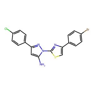 1H-Pyrazol-5-amine, 1-(4-(4-bromophenyl)-2-thiazolyl)-3-(4-chlorophenyl)- structure