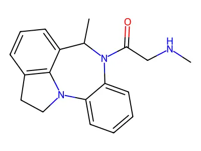 Benzo(b)pyrrolo(3,2,1-jk)(1,4)benzodiazepine, 1,2,6,7-tetrahydro-6-methyl-7-((methylamino)acetyl)- structure
