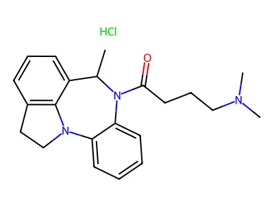 Benzo(b)pyrrolo(3,2,1-jk)(1,4)benzodiazepine, 1,2,6,7-tetrahydro-7-(4-(dimethylamino)-1-oxobutyl)-6-methyl-, monohydrochloride structure