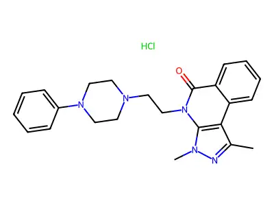 5H-Pyrazolo(3,4-c)isoquinolin-5-one, 3,4-dihydro-1,3-dimethyl-4-(2-(4-phenyl-1-piperazinyl)ethyl)-, hydrochloride structure