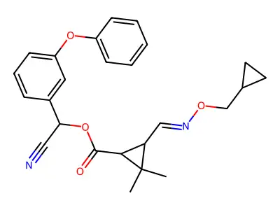 [cyano-(3-phenoxyphenyl)methyl] 3-(cyclopropylmethoxyiminomethyl)-2,2-dimethylcyclopropane-1-carboxylate structure