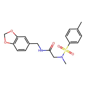N-(1,3-benzodioxol-5-ylmethyl)-2-[methyl-(4-methylphenyl)sulfonylamino]acetamide structure