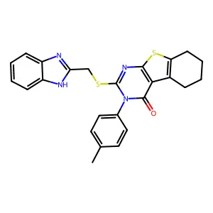 2-[(1H-benzimidazol-2-ylmethyl)sulfanyl]-3-(4-methylphenyl)-5,6,7,8-tetrahydro[1]benzothieno[2,3-d]pyrimidin-4(3H)-one structure