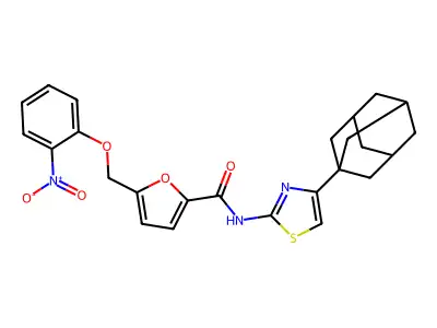 N-[4-(1-adamantyl)-1,3-thiazol-2-yl]-5-[(2-nitrophenoxy)methyl]furan-2-carboxamide structure