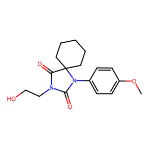 1,3-DIAZASPIRO(4.5)DECANE-2,4-DIONE, 3-(2-HYDROXYETHYL)-1-(p-METHOXYPHENYL)- structure