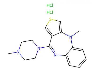 4H-Thieno(3,4-b)(1,5)benzodiazepine, 4-methyl-10-(4-methyl-1-piperazinyl)-, dihydrochloride structure