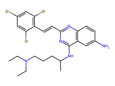 4,6-Quinazolinediamine, N(sup 4)-(4-(diethylamino)-1-methylbutyl)-2-(2-(2,4,6-tribromophenyl)ethenyl)- structure