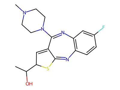 2H-Thieno(2,3-b)(1,5)benzodiazepine-2-methanol, 7-fluoro-alpha-methyl-4-(4-methyl-1-piperazinyl)- structure