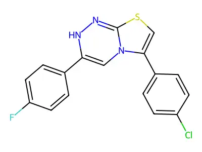 6-(4-chlorophenyl)-3-(4-fluorophenyl)-2H-[1,3]thiazolo[2,3-c][1,2,4]triazine structure
