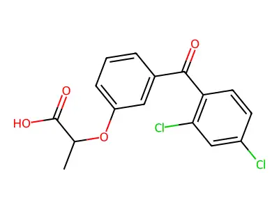 Propionic acid, 2-(m-(2,4-dichlorobenzoyl)phenoxy)- structure