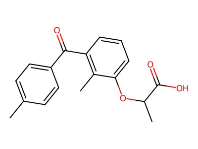 Propionic acid, 2-(3-(p-methylbenzoyl)-o-tolyloxy)- structure