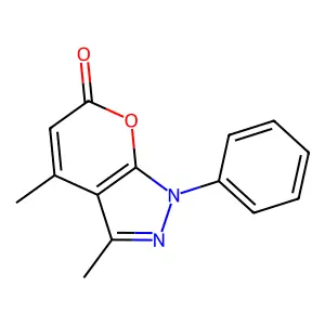 3,4-dimethyl-1-phenylpyrano[2,3-c]pyrazol-6(1H)-one structure