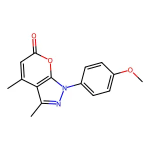 1-(4-methoxyphenyl)-3,4-dimethylpyrano[2,3-c]pyrazol-6(1H)-one structure