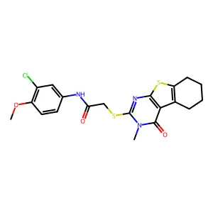 N-(3-chloro-4-methoxyphenyl)-2-[(3-methyl-4-oxo-3,4,5,6,7,8-hexahydro[1]benzothieno[2,3-d]pyrimidin-2-yl)sulfanyl]acetamide structure