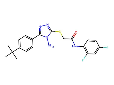 2-{4-amino-5-[4-(tert-butyl)phenyl](1,2,4-triazol-3-ylthio)}-N-(2,4-difluoroph enyl)acetamide structure