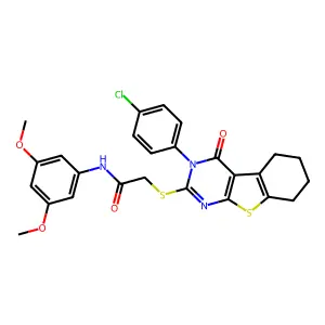 2-{[3-(4-chlorophenyl)-4-oxo-3,4,5,6,7,8-hexahydro[1]benzothieno[2,3-d]pyrimidin-2-yl]sulfanyl}-N-(3,5-dimethoxyphenyl)acetamide structure