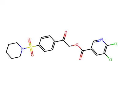 [2-oxo-2-(4-piperidin-1-ylsulfonylphenyl)ethyl] 5,6-dichloropyridine-3-carboxylate structure