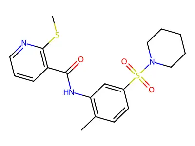 N-(2-Methyl-5-(piperidin-1-ylsulfonyl)phenyl)-2-(methylthio)nicotinamide structure