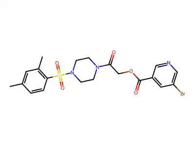 [2-[4-(2,4-dimethylphenyl)sulfonylpiperazin-1-yl]-2-oxoethyl] 5-bromopyridine-3-carboxylate structure