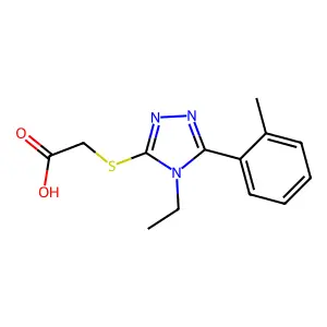 2-((4-ethyl-5-(2-methylphenyl)-4H-1,2,4-triazol-3-yl)sulfanyl)acetic acid structure