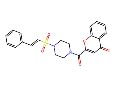 2-[4-(2-phenylethenesulfonyl)piperazine-1-carbonyl]-4H-chromen-4-one structure