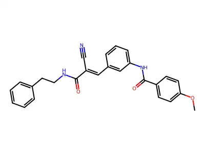 N-(3-{2-cyano-2-[(2-phenylethyl)carbamoyl]eth-1-en-1-yl}phenyl)-4-methoxybenzamide structure