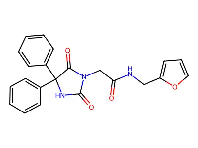 2-(2,5-dioxo-4,4-diphenylimidazolidin-1-yl)-N-(furan-2-ylmethyl)acetamide structure