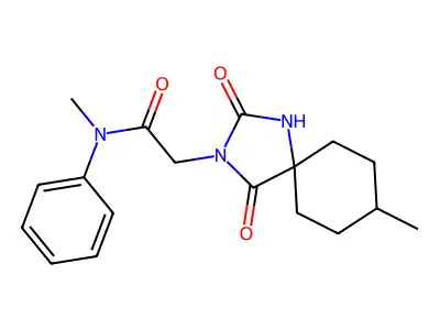 N-methyl-2-(8-methyl-2,4-dioxo-1,3-diazaspiro[4.5]dec-3-yl)-N-phenylacetamide structure